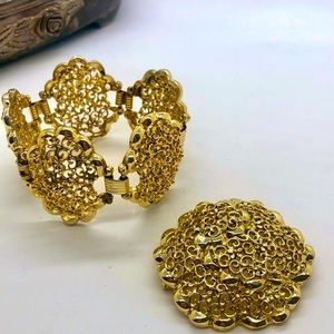 Vintage ornate bracelet & convertible pendant brooch